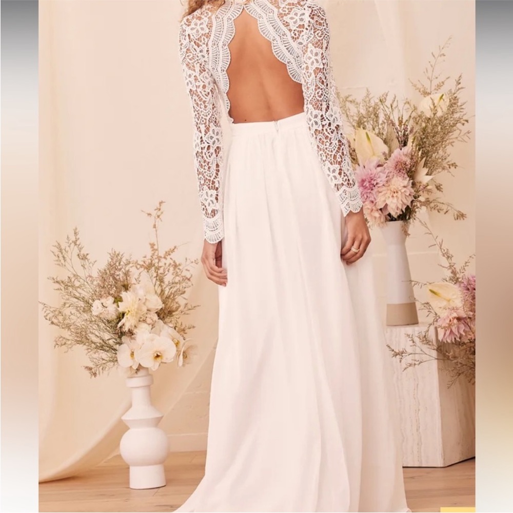 SALE! Lulu’s Awaken My Love Maxi Dress White Lace 🤍🌟